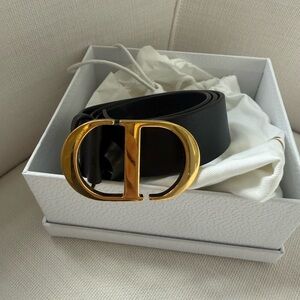 Dior logo black and gold belt